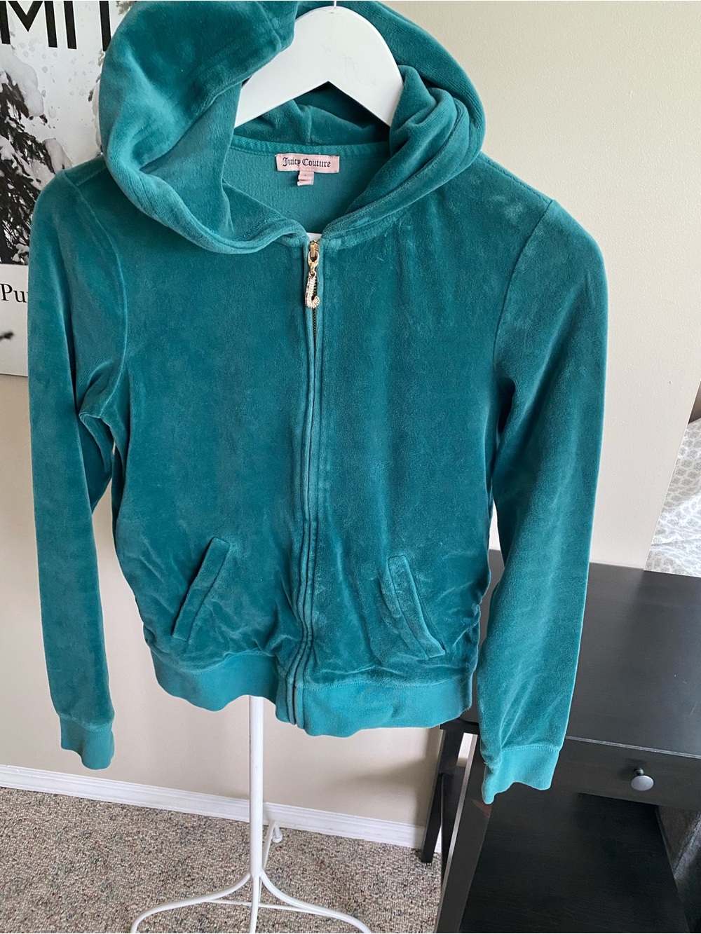 Juicy Couture Teal Velour Zip Hoodie